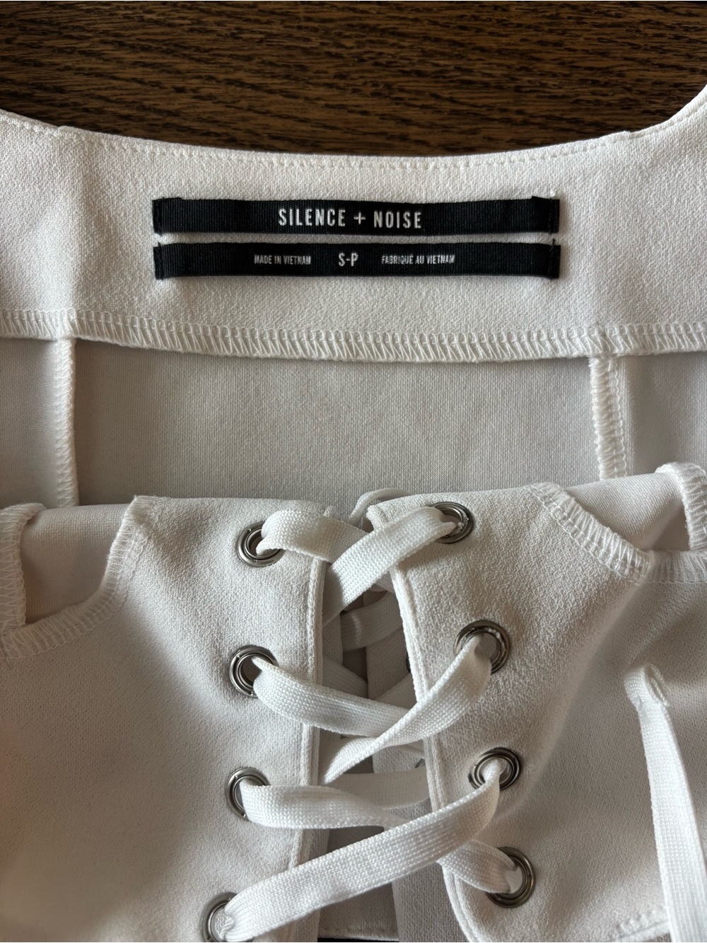 Urban Outfitters Silence + Noise lace up white tank top. Size Small. - Picture 3 of 4
